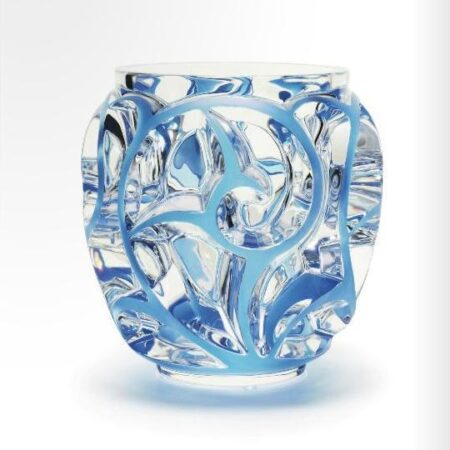 Lalique Tourbillons vase blue 20.8cm